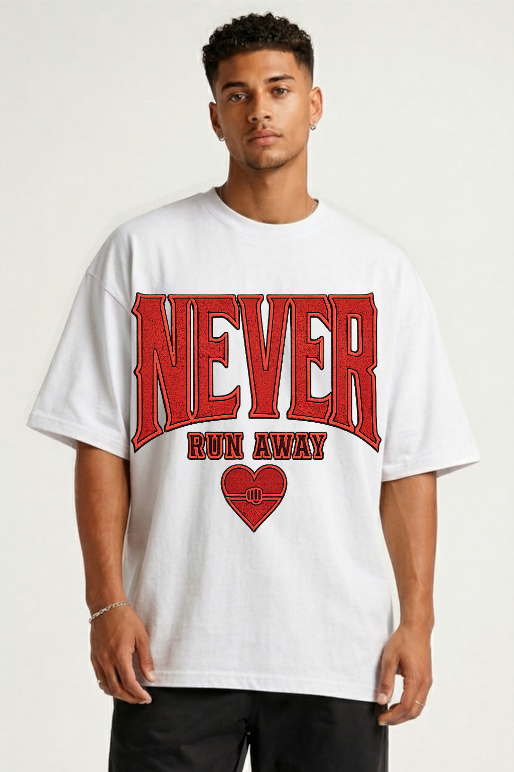 NEVER RUN AWAY  - OVERSIZED SHIRT