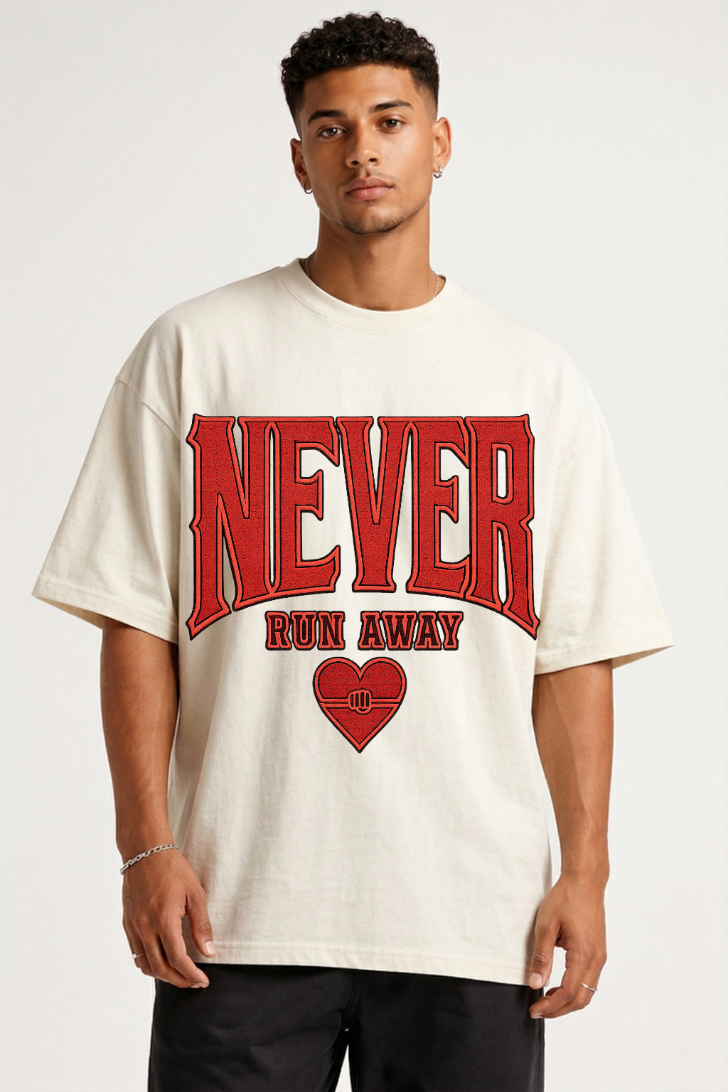 NEVER RUN AWAY  - OVERSIZED SHIRT