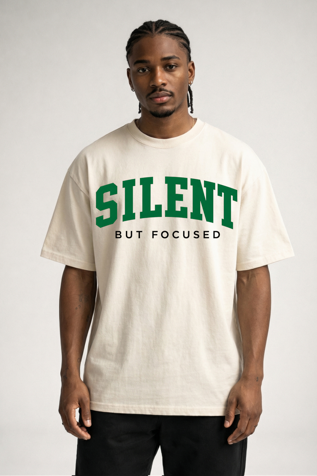 SILENT BUT FOCUSED - OVERSIED SHRIT