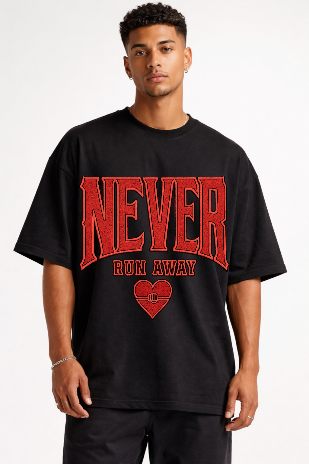 NEVER RUN AWAY  - OVERSIZED SHIRT