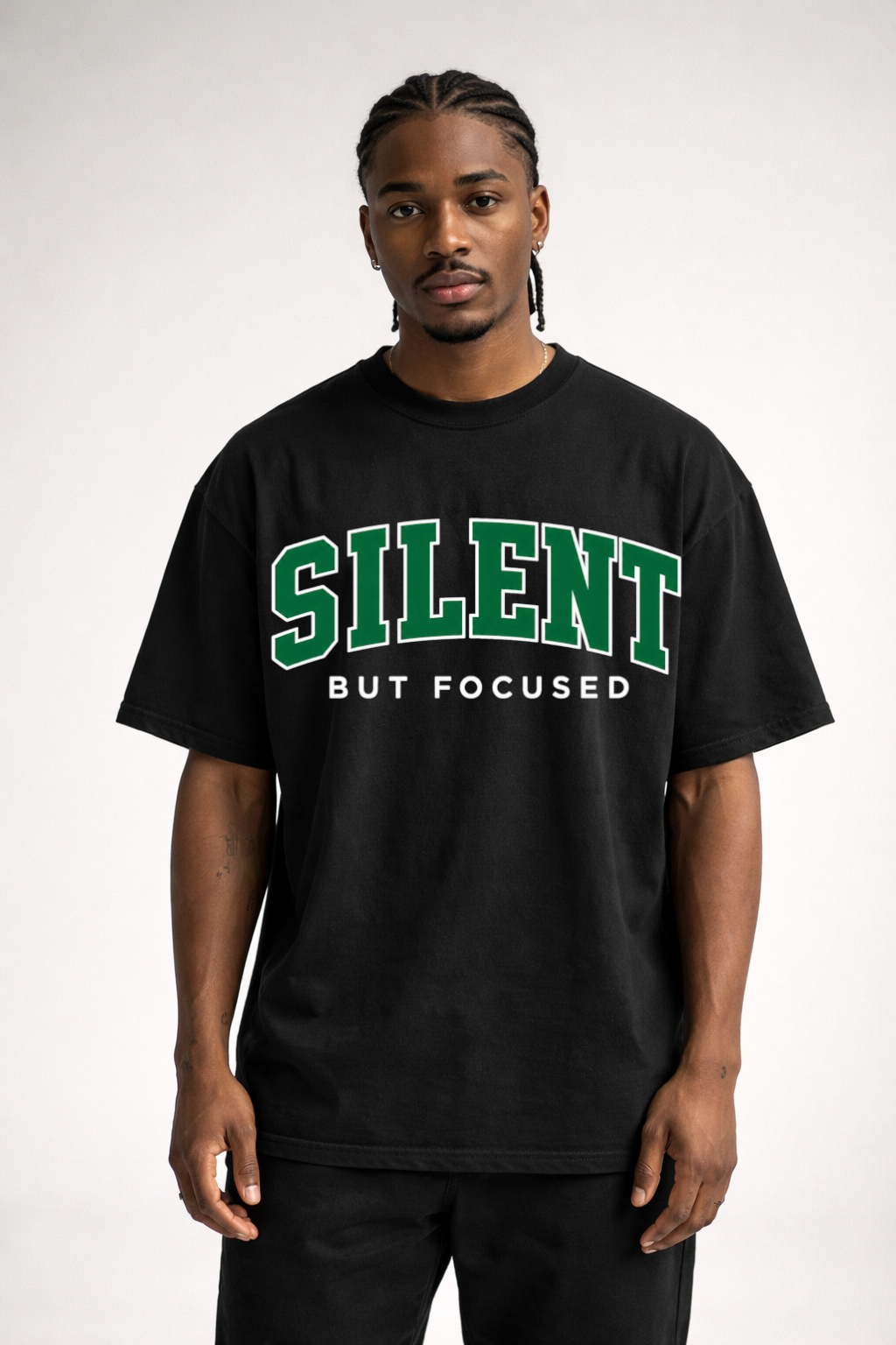 SILENT BUT FOCUSED - OVERSIED SHRIT