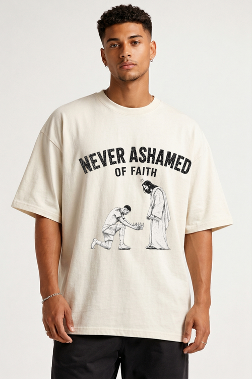 NEVER ASHAMED OF FAITH - OVERSIZED SHIRT